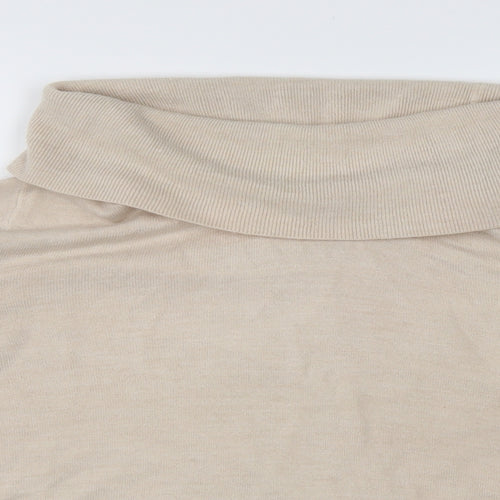 Marks and Spencer Womens White Roll Neck  Acrylic Pullover Jumper Size 18