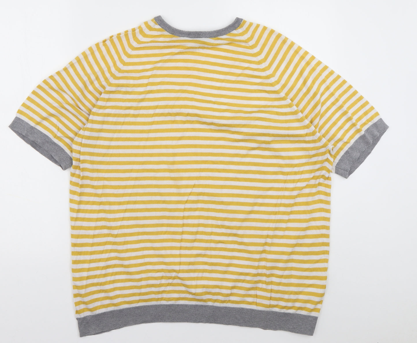 John Smedley Mens Yellow Striped Cotton Pullover Sweatshirt Size XL