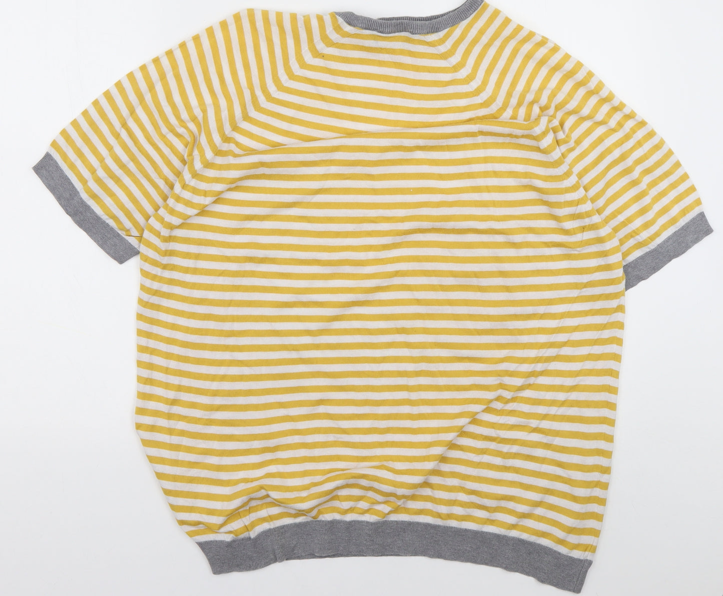 John Smedley Mens Yellow Striped Cotton Pullover Sweatshirt Size XL
