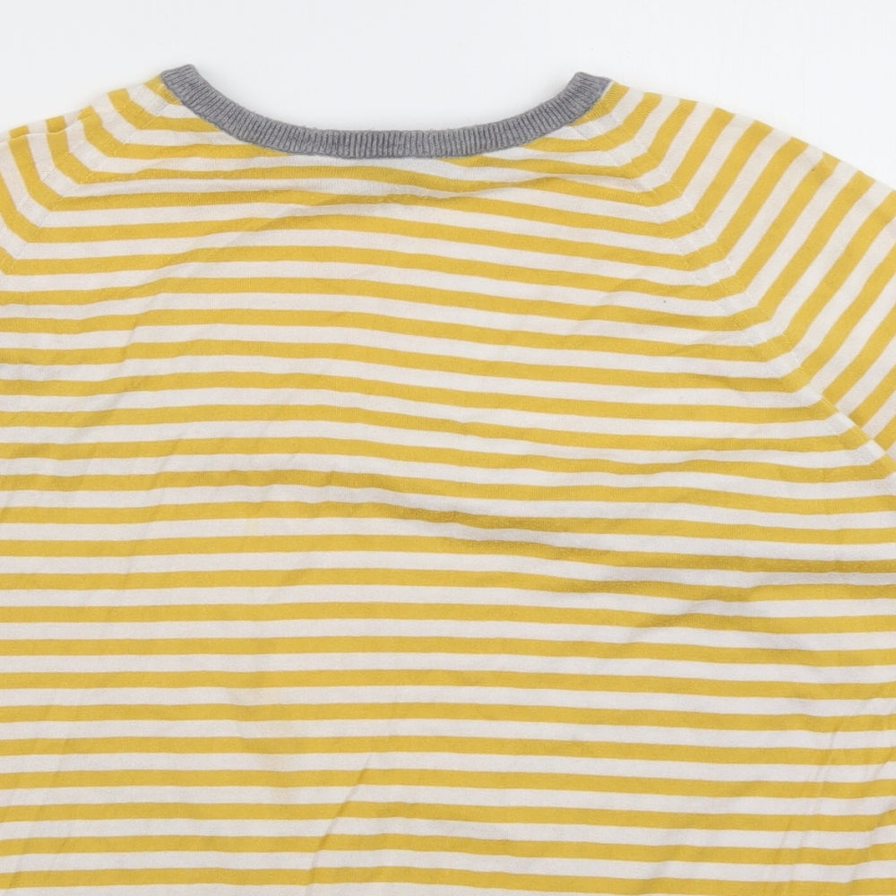 John Smedley Mens Yellow Striped Cotton Pullover Sweatshirt Size XL