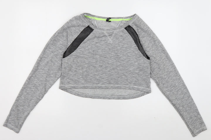 Matalan Womens Grey  Coir Cropped Casual Size S Crew Neck Pullover