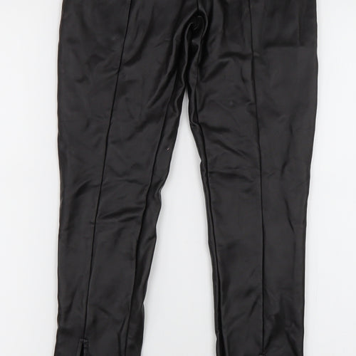 Boohoo Womens Black  Polyester Trousers  Size 4 L30 in Regular  - Leather Look Leggings