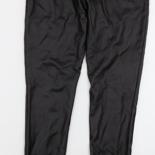 Boohoo Womens Black  Polyester Trousers  Size 4 L30 in Regular  - Leather Look Leggings