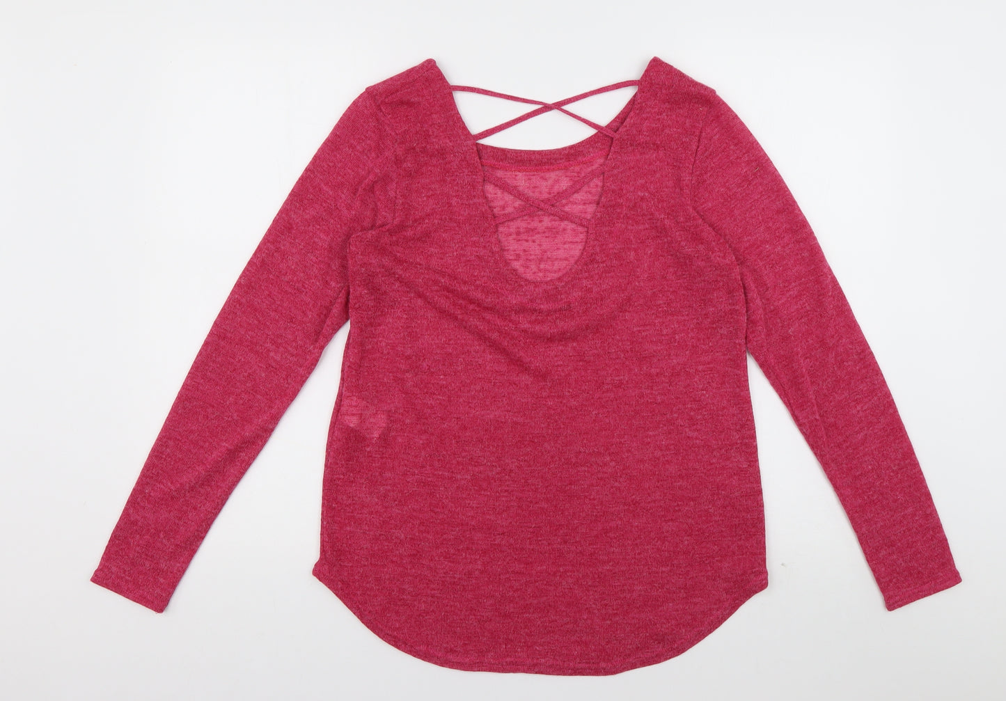 be fun Womens Purple Crew Neck  Polyester Pullover Jumper Size M