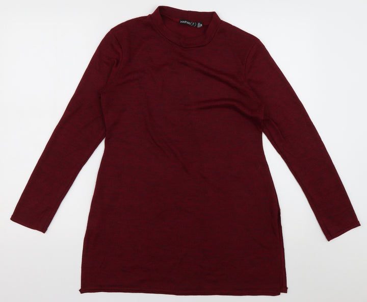 Boohoo Womens Red Polyester Pullover Sweatshirt Size 14 Pullover