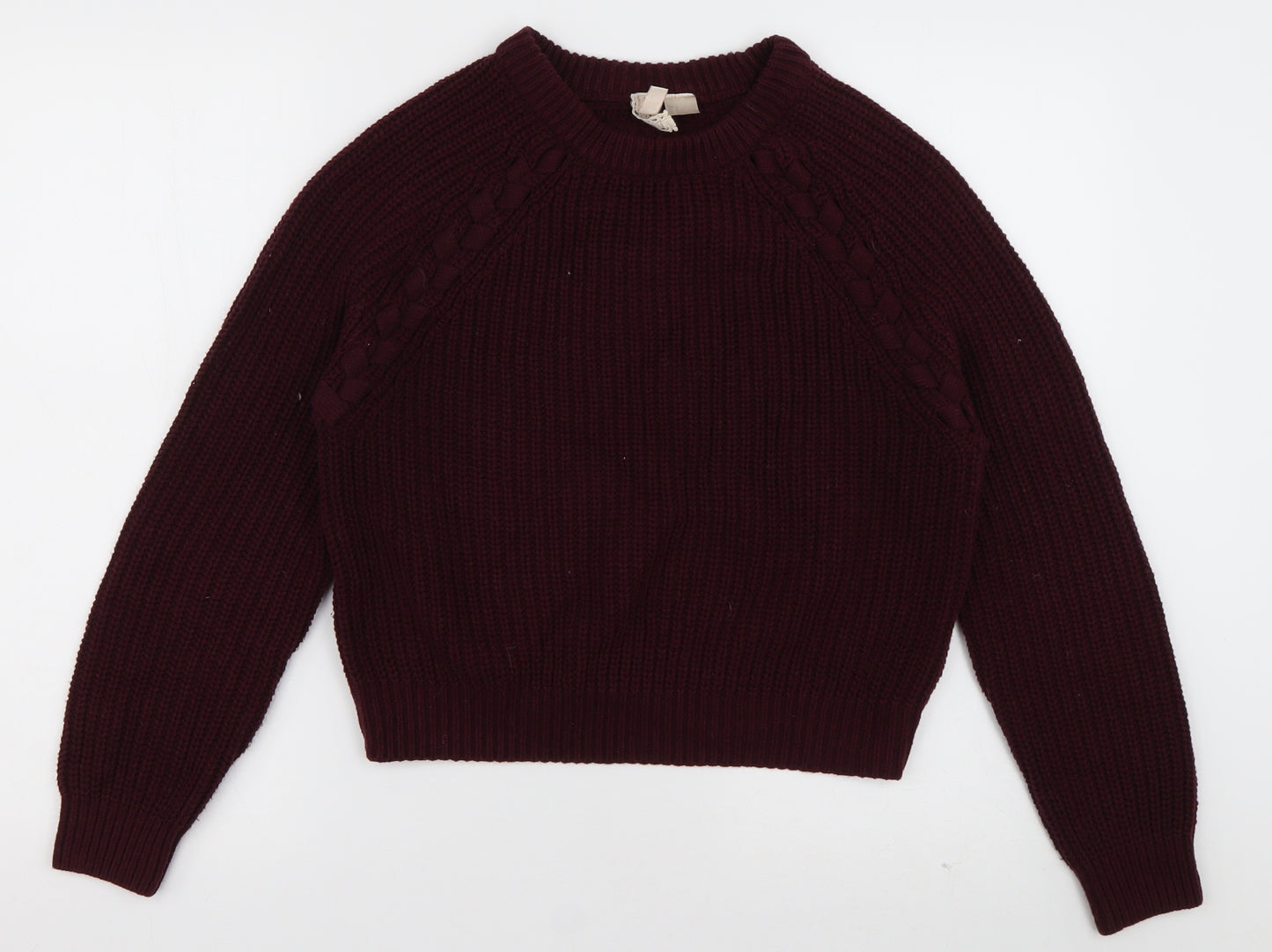 H&M Womens Purple Crew Neck  Acrylic Pullover Jumper Size S