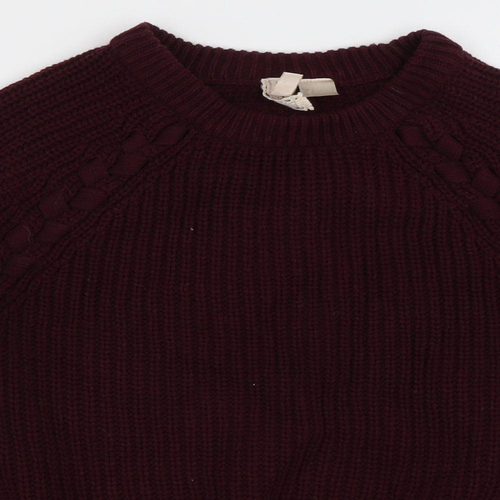 H&M Womens Purple Crew Neck  Acrylic Pullover Jumper Size S