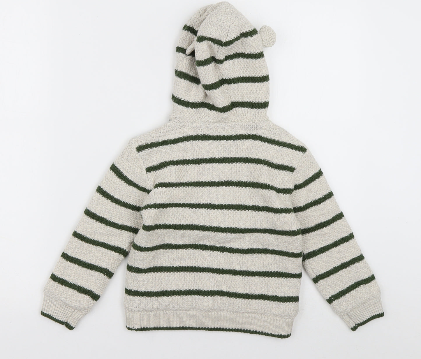 nutmge Baby Beige Striped Cotton Cardigan Jumper Size 18-24 Months  Button -  bear ears