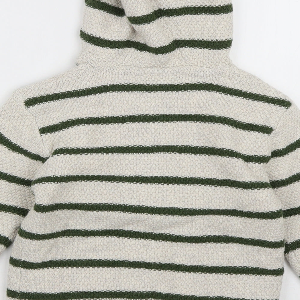 nutmge Baby Beige Striped Cotton Cardigan Jumper Size 18-24 Months  Button -  bear ears