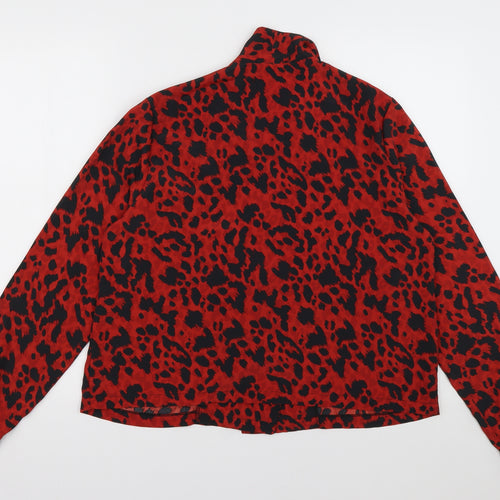Primark Womens Red Animal Print Polyester Basic Blouse Size 14 V-Neck
