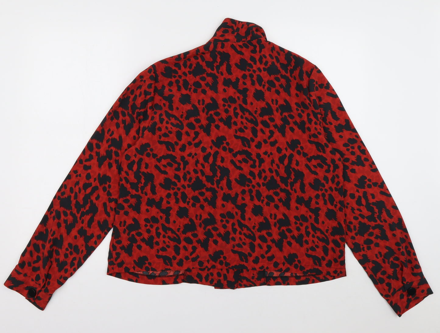 Primark Womens Red Animal Print Polyester Basic Blouse Size 14 V-Neck