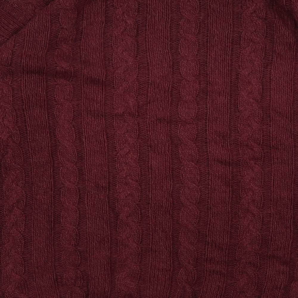 Jaegar Mens Red Crew Neck Geometric Cotton Pullover Jumper Size L