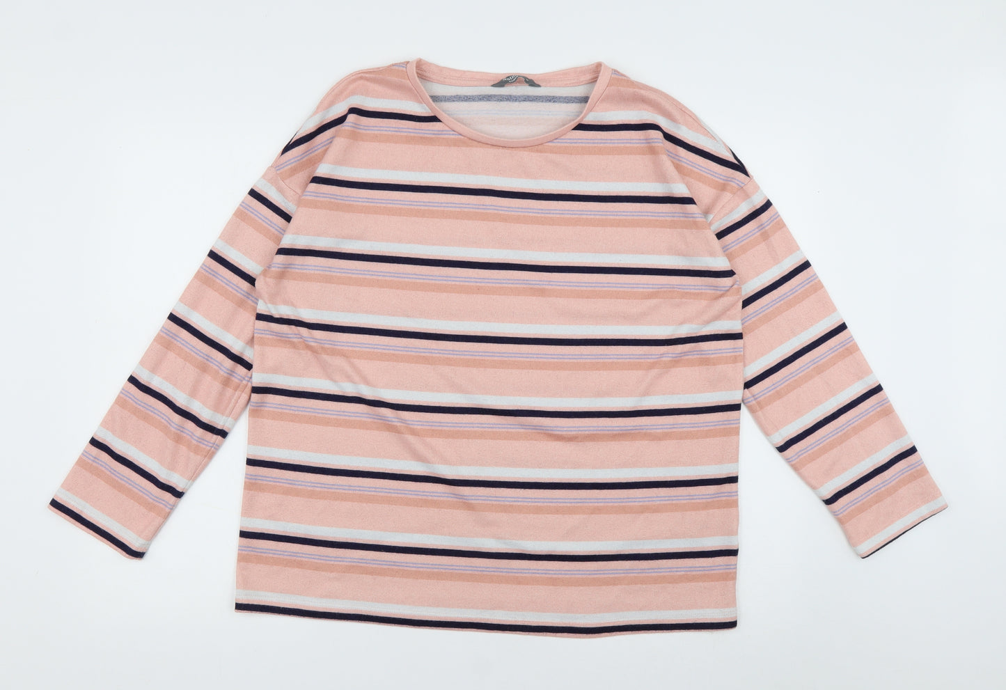 Nutmeg Womens Pink Striped Polyester Pullover Sweatshirt Size 14  Pullover