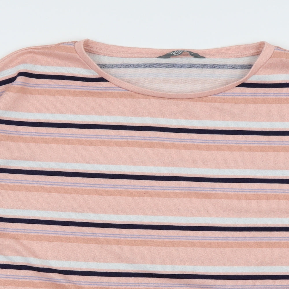 Nutmeg Womens Pink Striped Polyester Pullover Sweatshirt Size 14  Pullover