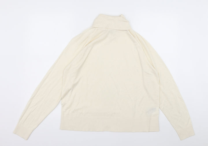 H&M Womens White Acrylic Pullover Sweatshirt Size L Pullover