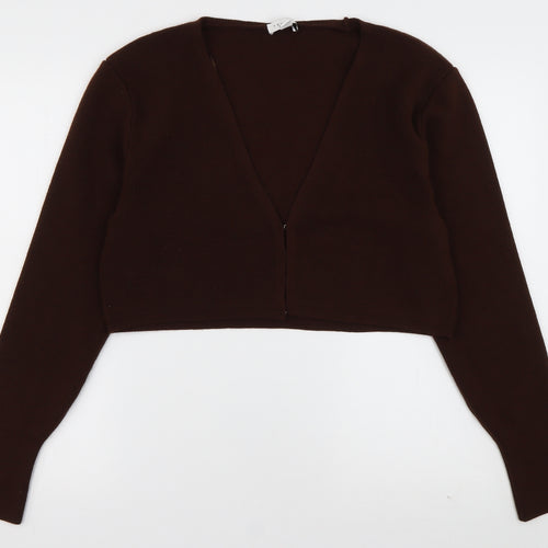 Topshop Womens Brown V-Neck  Acrylic Cardigan Jumper Size XL