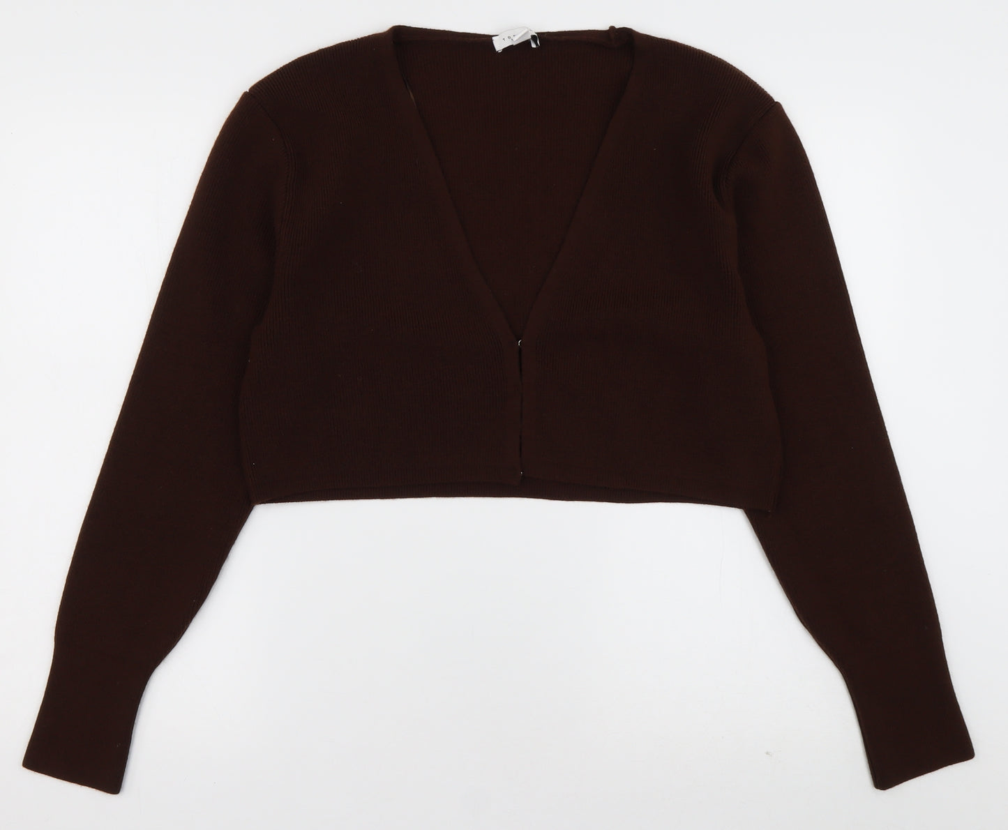 Topshop Womens Brown V-Neck  Acrylic Cardigan Jumper Size XL