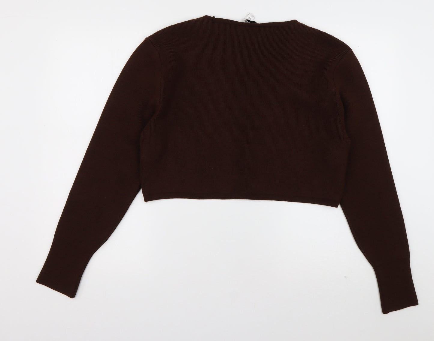 Topshop Womens Brown V-Neck  Acrylic Cardigan Jumper Size XL