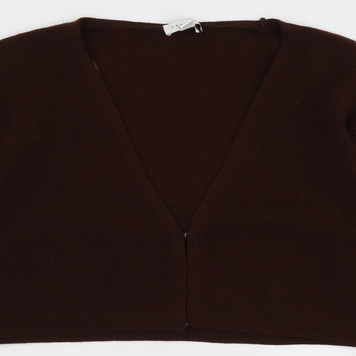 Topshop Womens Brown V-Neck  Acrylic Cardigan Jumper Size XL