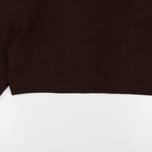 Topshop Womens Brown V-Neck  Acrylic Cardigan Jumper Size XL
