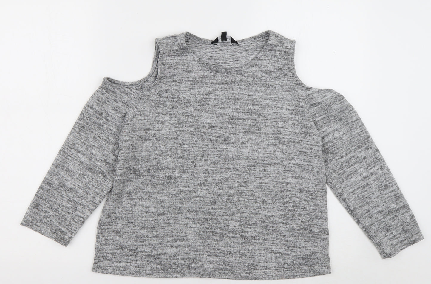 Matalan Girls Grey  Polyester Basic Casual Size 14 Years Crew Neck Pullover - Cold shoulder