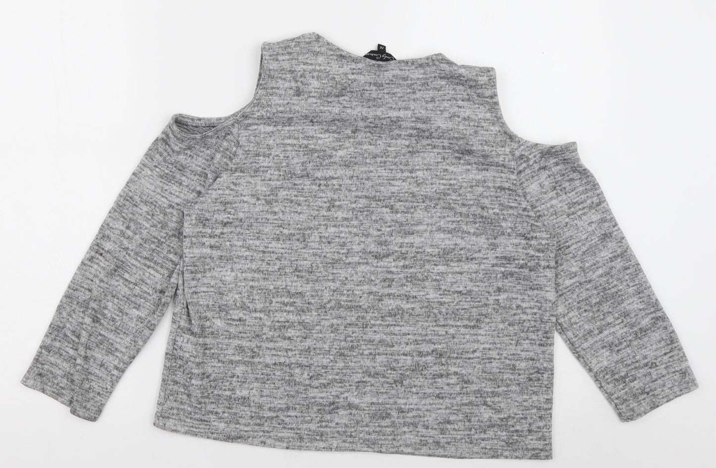 Matalan Girls Grey  Polyester Basic Casual Size 14 Years Crew Neck Pullover - Cold shoulder