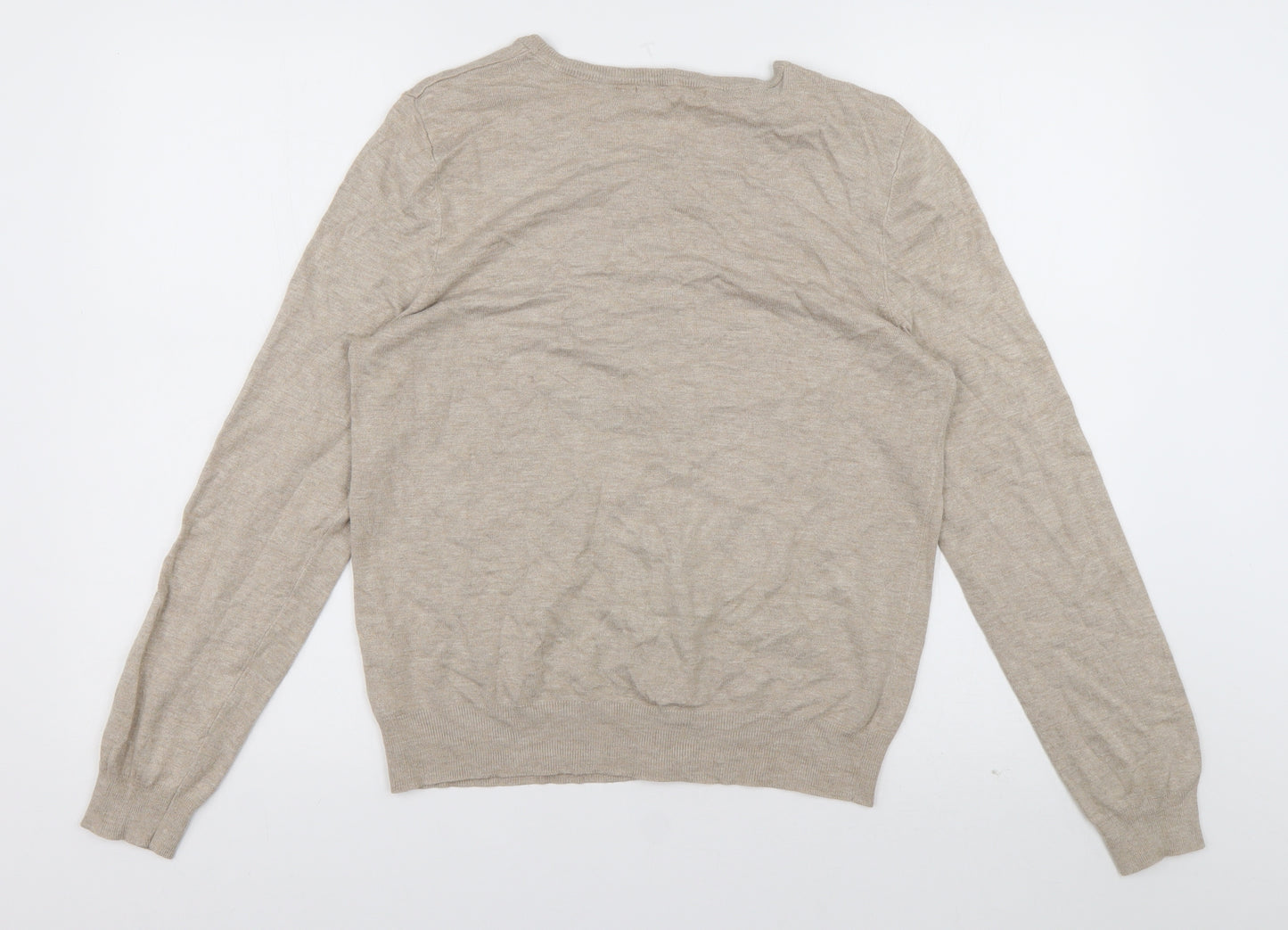 George Womens Beige Crew Neck  Nylon Cardigan Jumper Size 12