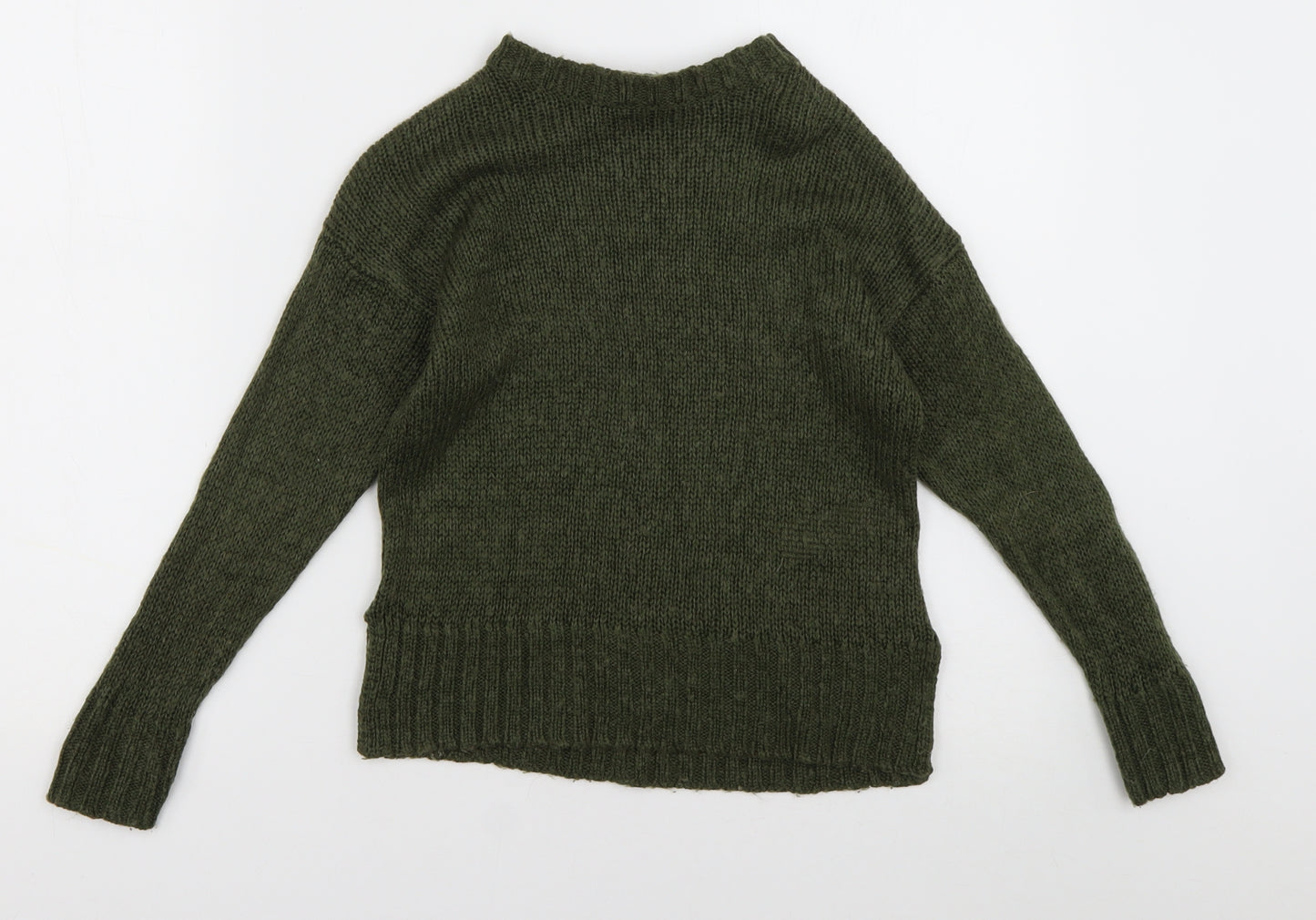 New Look Girls Green Crew Neck  Acrylic Pullover Jumper Size 9 Years  Pullover