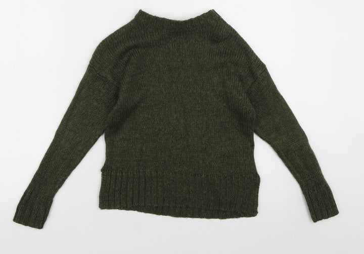 New Look Girls Green Crew Neck  Acrylic Pullover Jumper Size 9 Years  Pullover