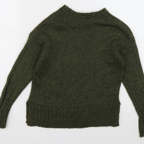 New Look Girls Green Crew Neck  Acrylic Pullover Jumper Size 9 Years  Pullover