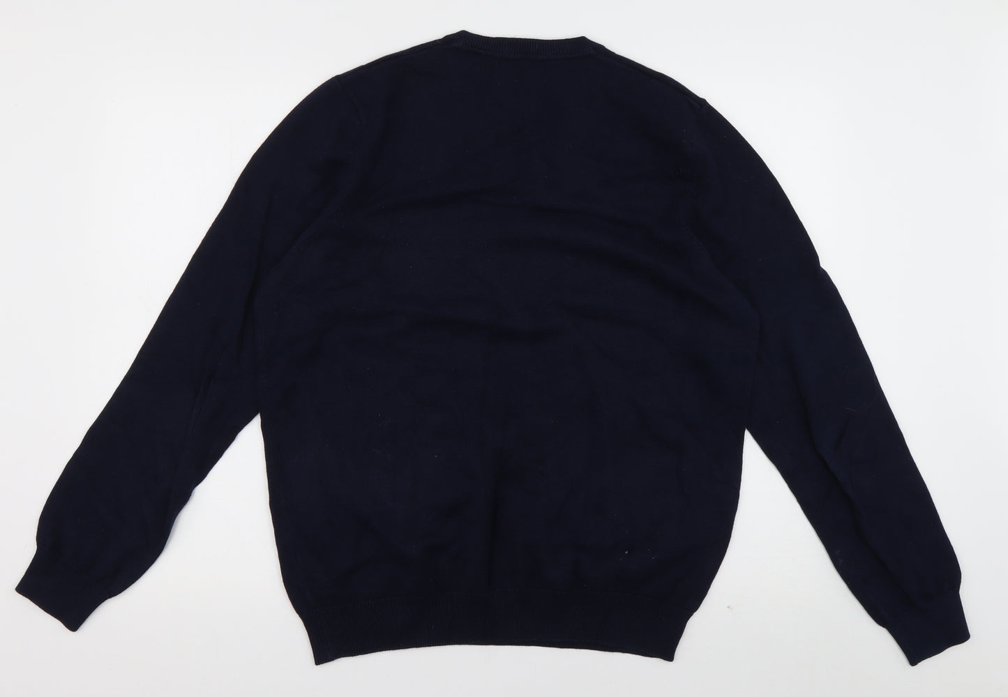 Marks and Spencer Mens Blue V-Neck  Cotton Pullover Jumper Size M