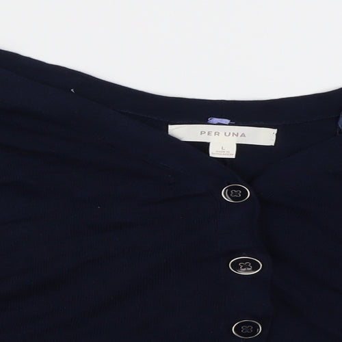 Marks and Spencer Womens Blue V-Neck  Lyocell Cardigan Jumper Size L