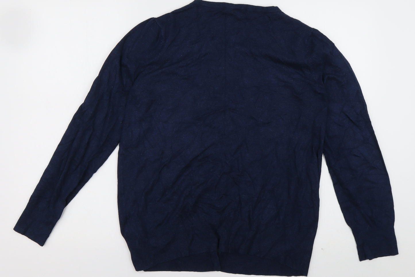 Marks and Spencer Womens Blue Crew Neck  Viscose Cardigan Jumper Size 16