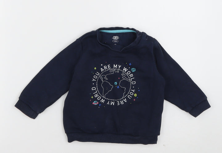 F&F Girls Blue Cotton Pullover Jumper Size 6-9 Months Pullover - you are my world