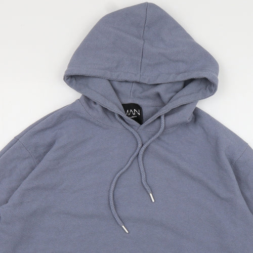 Boohoo Mens Blue  Cotton Pullover Hoodie Size L