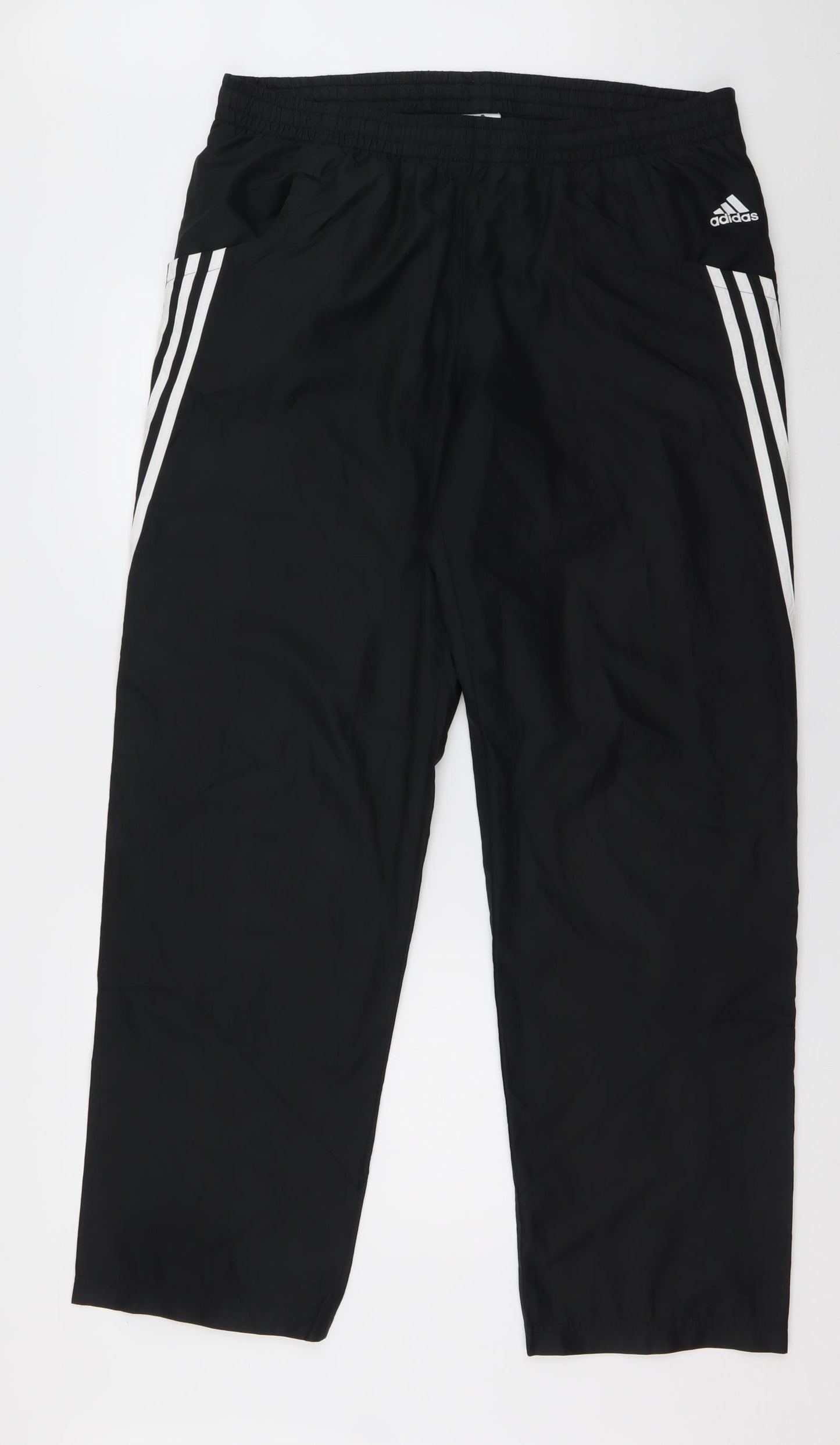adidas Mens Black Striped Polyester Windbreaker Trousers Size 46 L32 in Regular Tie