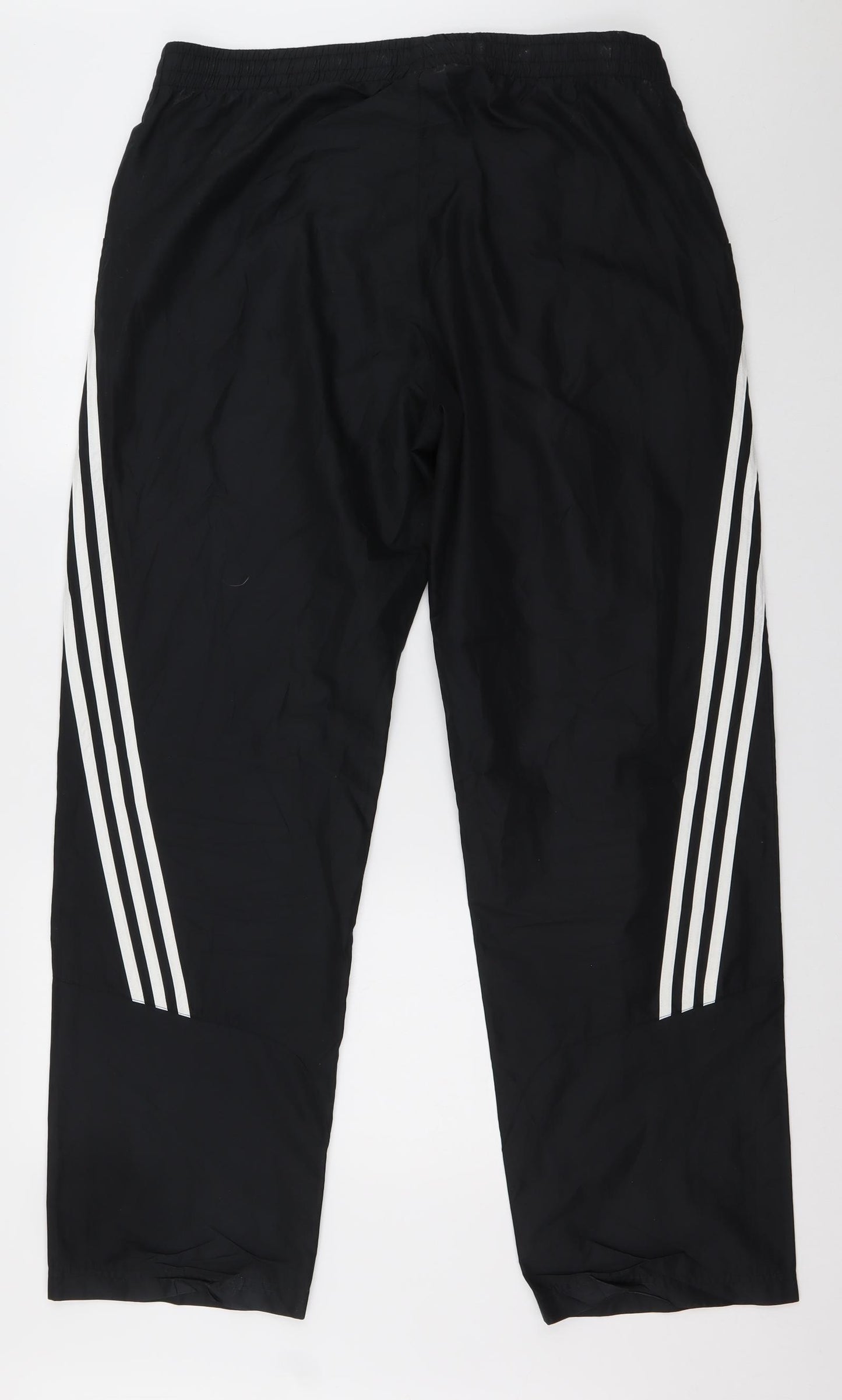 adidas Mens Black Striped Polyester Windbreaker Trousers Size 46 L32 in Regular Tie