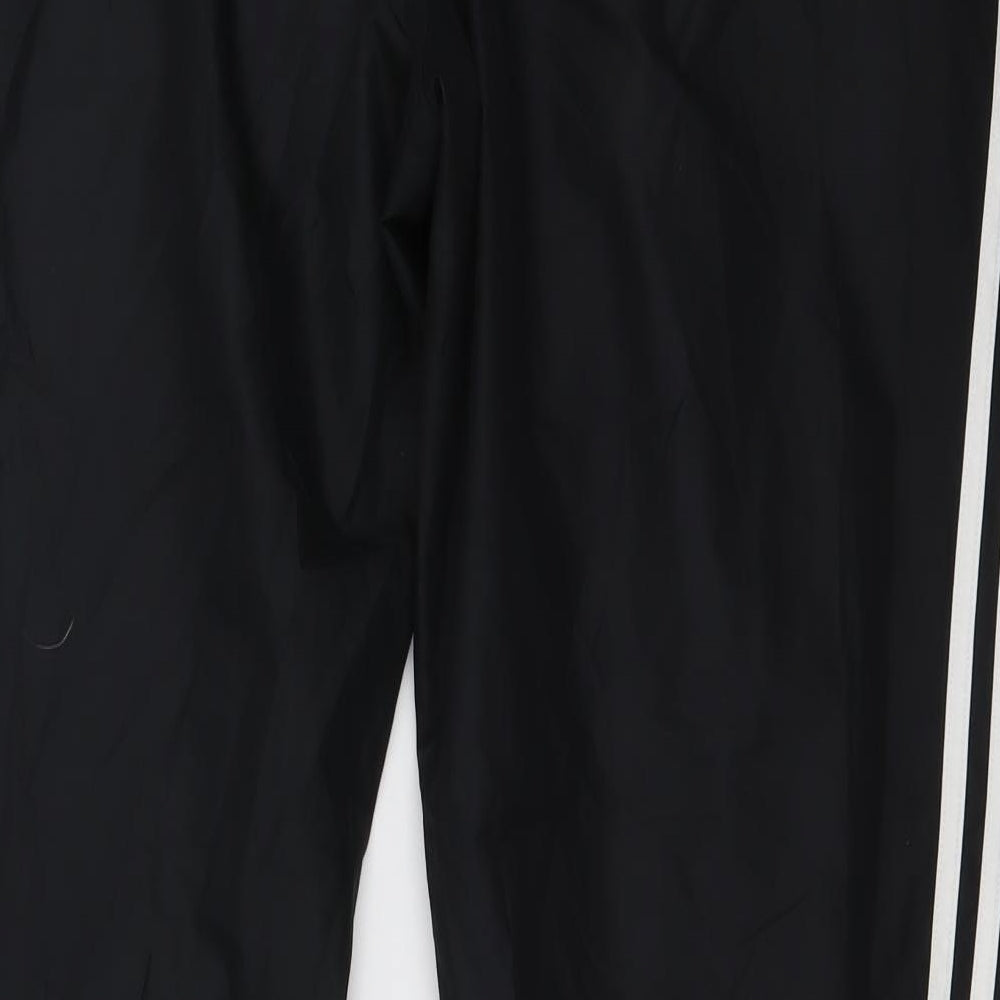 adidas Mens Black Striped Polyester Windbreaker Trousers Size 46 L32 in Regular Tie