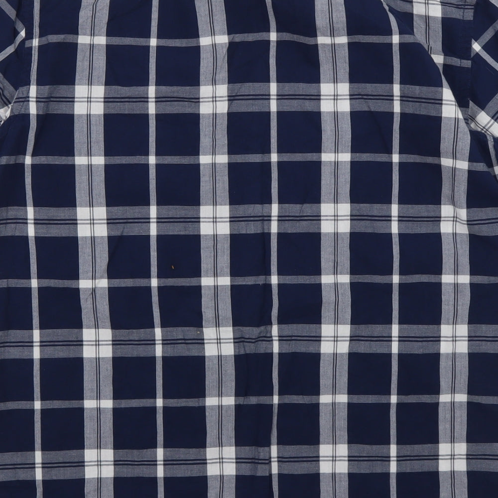 sainsburys Mens Blue Check Cotton  Button-Up Size L Collared Button