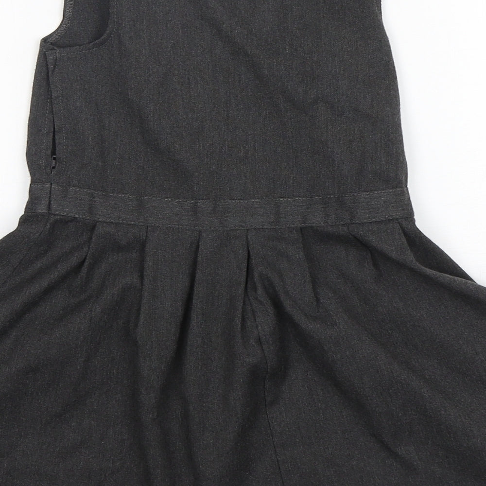 George Girls Grey  Polyester Pinafore/Dungaree Dress  Size 3-4 Years  Round Neck