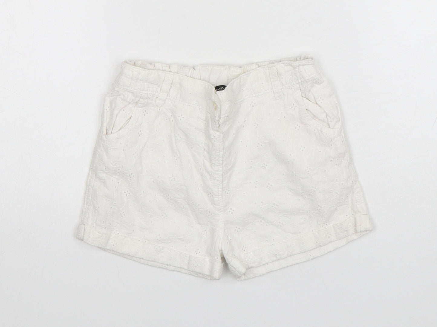George Girls White  Cotton Chino Shorts Size 5-6 Years  Regular