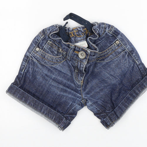 NEXT Girls Blue  Cotton Boyfriend Shorts Size 6 Years  Regular