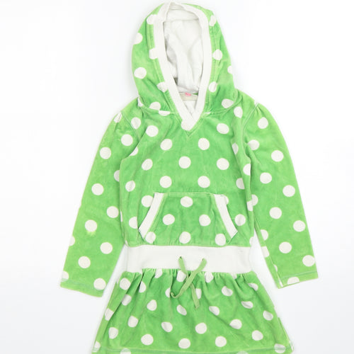 John Lewis Girls Green Polka Dot Cotton Jumper Dress  Size 6 Years  V-Neck
