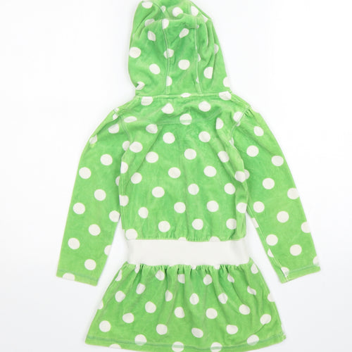 John Lewis Girls Green Polka Dot Cotton Jumper Dress  Size 6 Years  V-Neck