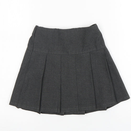 M&S Girls Grey  Polyester Pleated Skirt Size 3-4 Years  Regular
