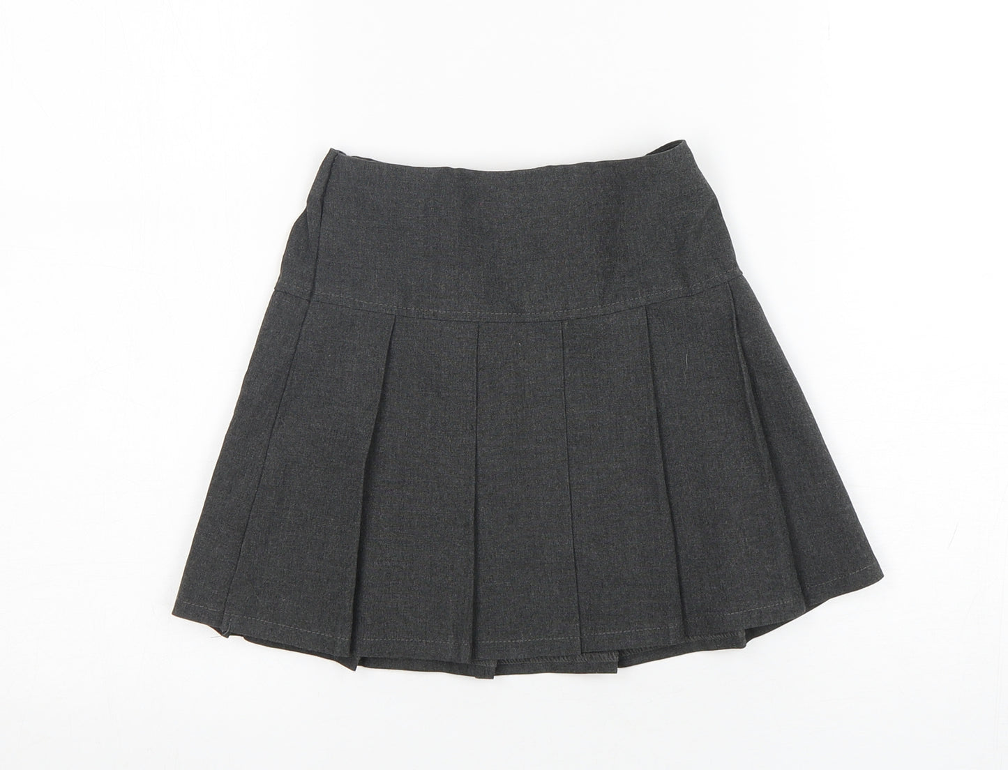 M&S Girls Grey  Polyester Pleated Skirt Size 3-4 Years  Regular