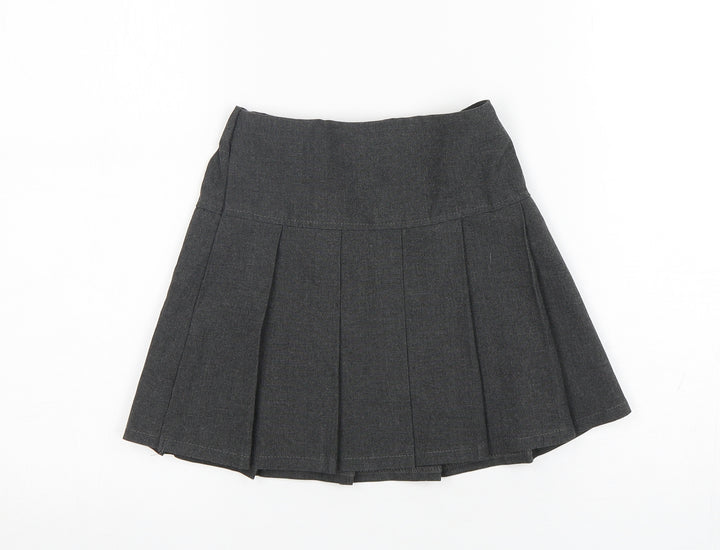 M&S Girls Grey  Polyester Pleated Skirt Size 3-4 Years  Regular