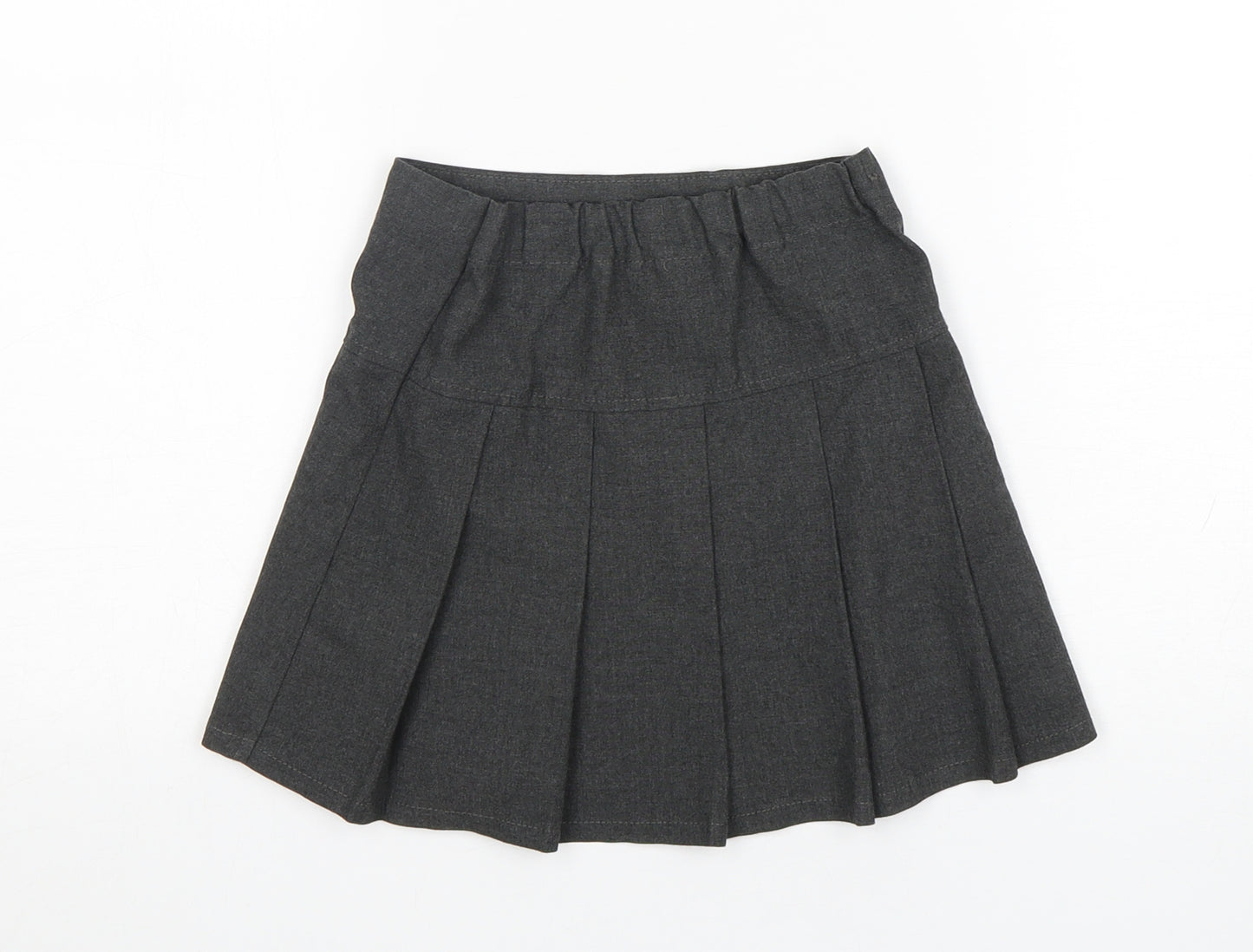 M&S Girls Grey  Polyester Pleated Skirt Size 3-4 Years  Regular