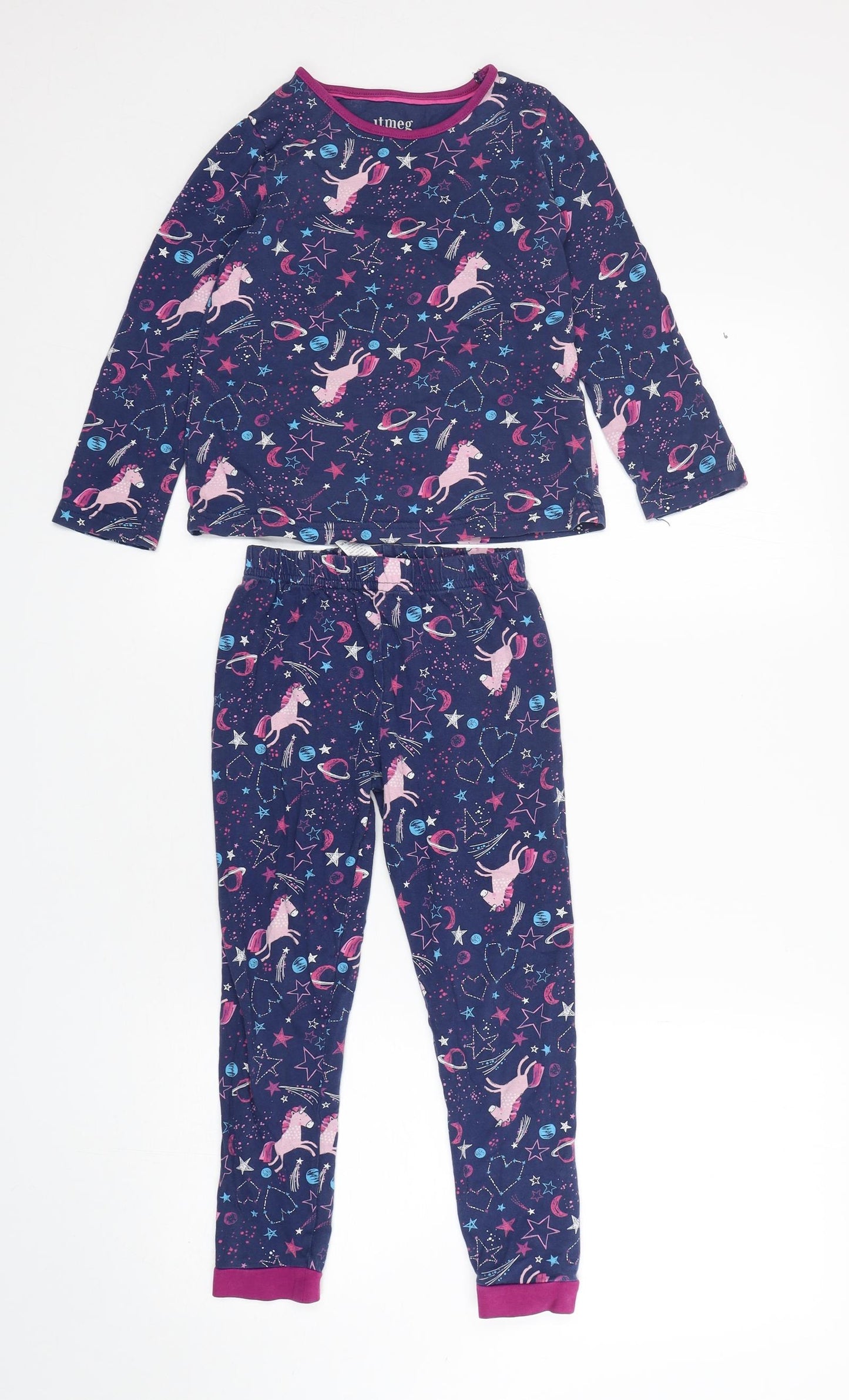 Nutmeg Girls Multicoloured Geometric Cotton  Pyjama Set Size 5-6 Years