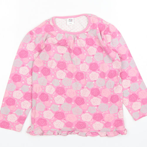 Mini Club Girls Pink Geometric Cotton Basic T-Shirt Size 5-6 Years Round Neck